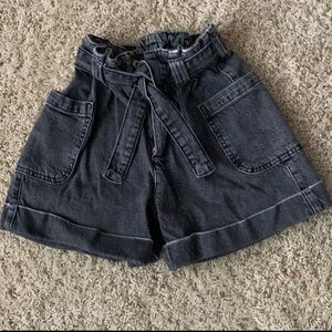 Zara high waisted black denim shorts Size 9